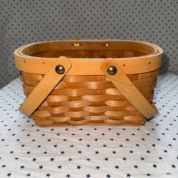 Vintage Woven Oblong Handled Gathering / Gardening / Herbs / Flower Basket EUC - Picture 10 of 17